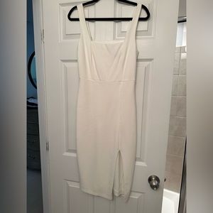 White lulu midi dress. Perfect for a rehearsal dinner!